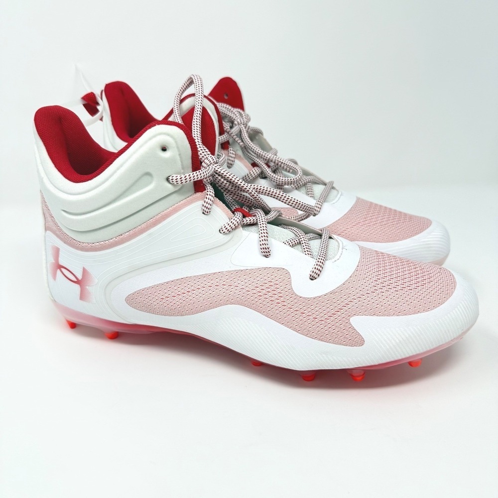 Under Armour Blur Select MC Football Cleats Mens 13.5 White Red‎ 3025639-101 NEW